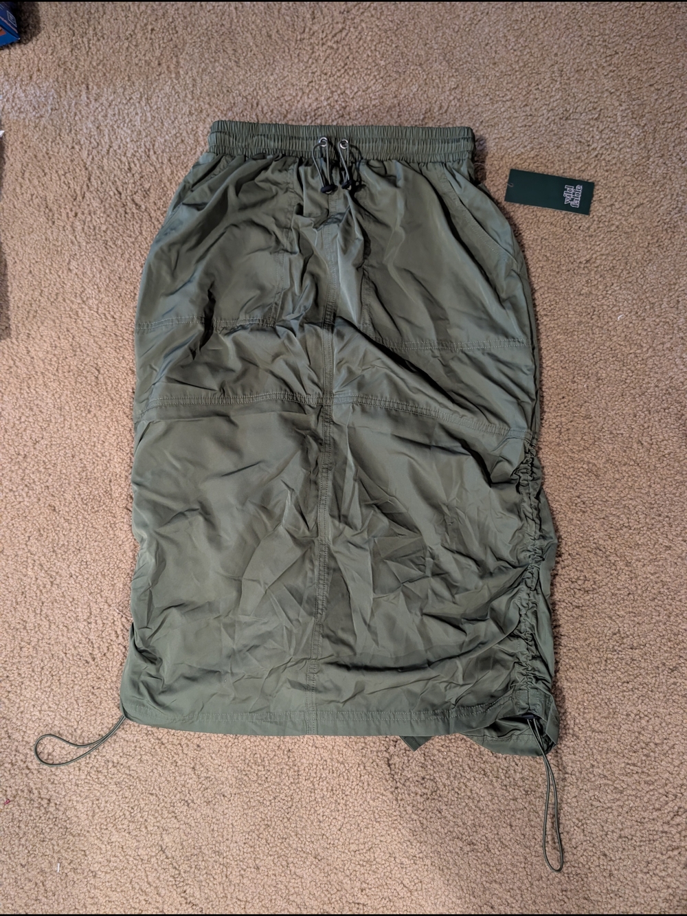 wild fable Olive Drawstring Midi Skirt